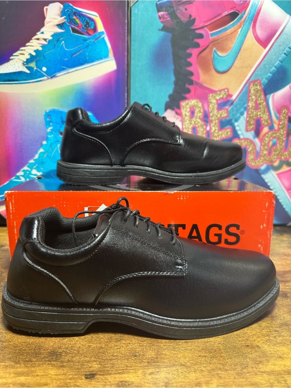 Deer Stags Men's Crown Black Slip-Resistant Dress Comfort Oxfords size 9.5 W